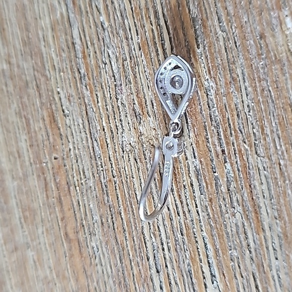 NIB Sterling Silver CZ Water Drop Shaped Earrings - Picture 6 of 6